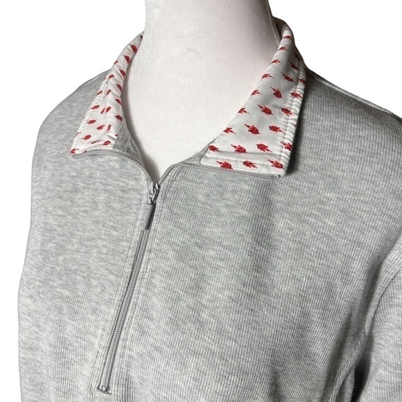 Orvis 1/4 Zip Women’s Size XL Heather Grey Collared Pullover Leaf Fall - Picture 3 of 6